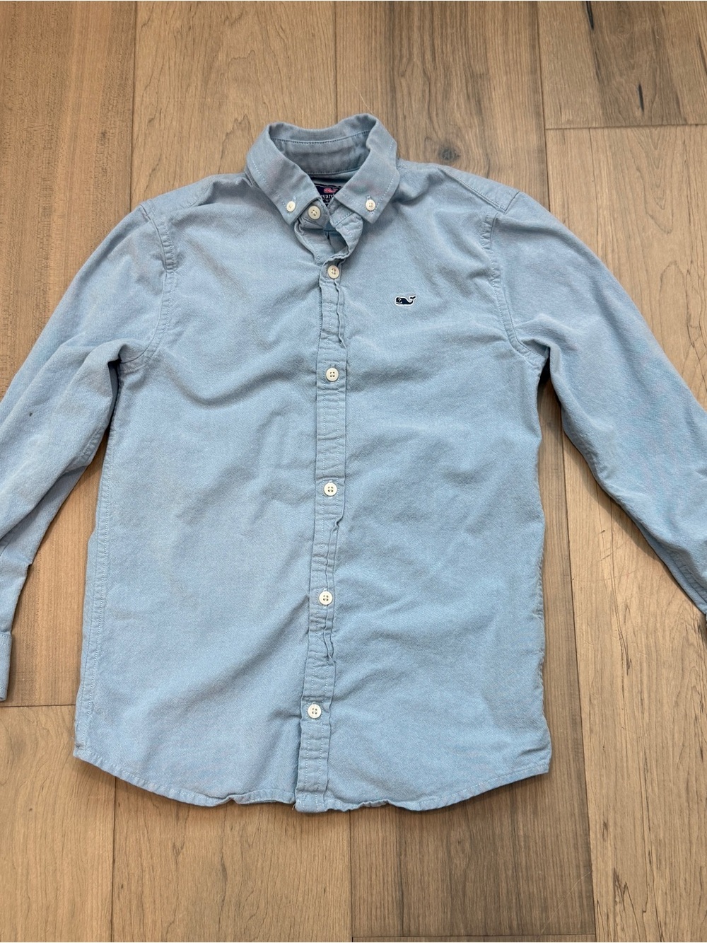 Boys Vineyard Vines Light Blue Button-Down Shirt with Whale Logo
